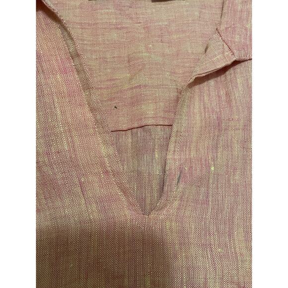 Edward Woman's 2X Irish Linen Coral V Neck Collard Long Sleeve Collard Tunic - Picture 5 of 6